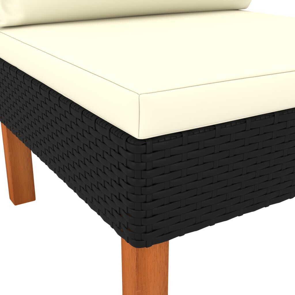 vidaXL Middle Sofas 3 pcs Poly Rattan and Solid Eucalyptus Wood