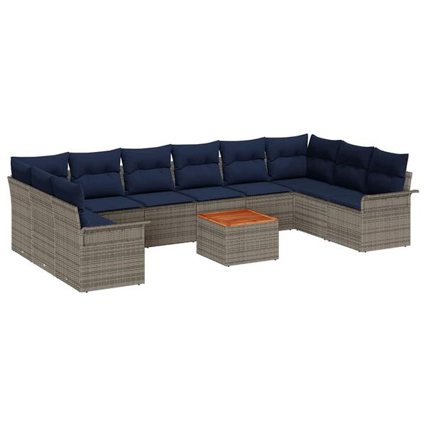 vidaXL Garden Sofa Set 11 pcs Grey Poly rattan