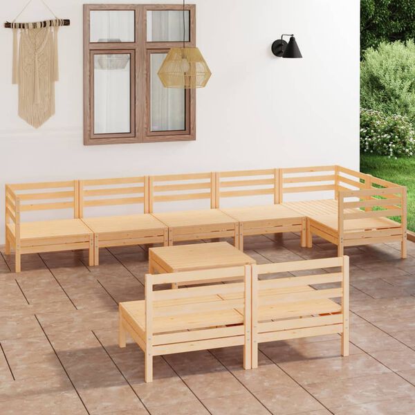 vidaXL 9 Piece Garden Lounge Set Solid Pinewood