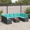 vidaXL Garden Sofa Set 10 pcs Black and turquoise