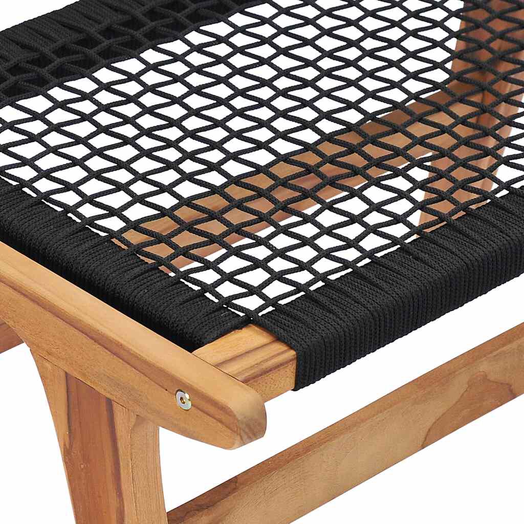 vidaXL Sun Lounger with Footrest Solid Teak Wood and Rope