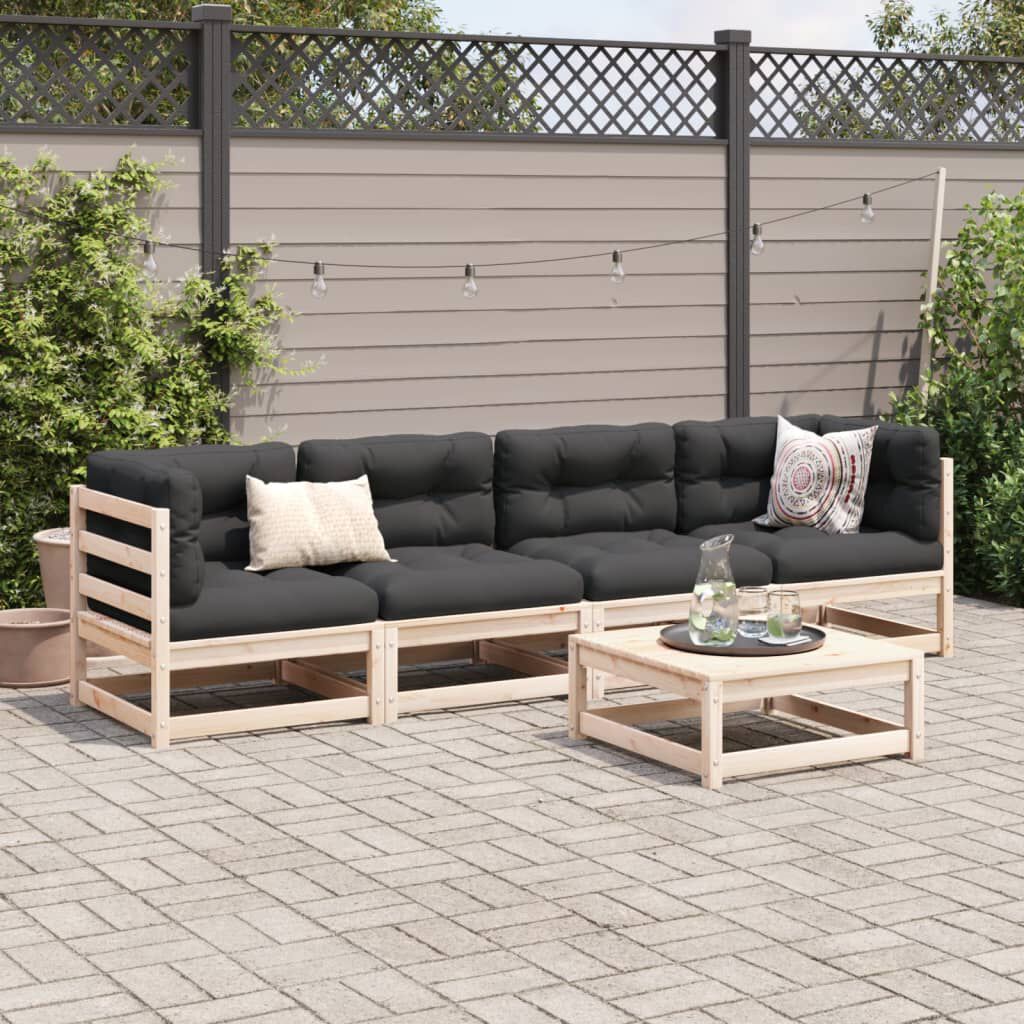 vidaXL 5 Piece Garden Sofa Set with Cushions Solid Wood Pine