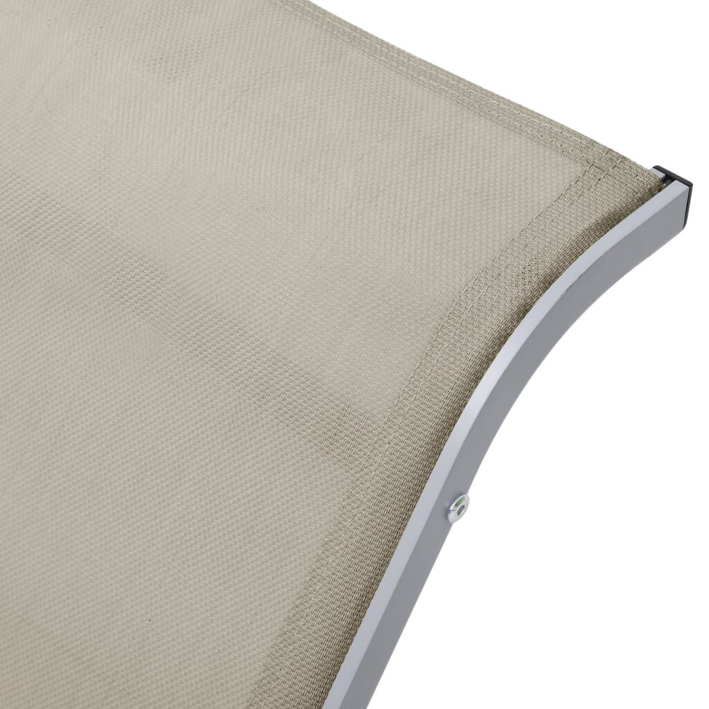 vidaXL Sun Loungers 2 pcs with Table Aluminium Cream
