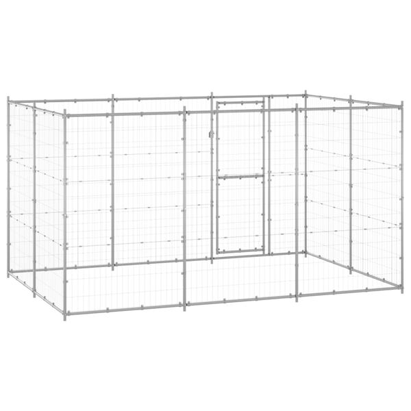vidaXL Outdoor Dog Kennel Galvanised Steel 7.26 m²