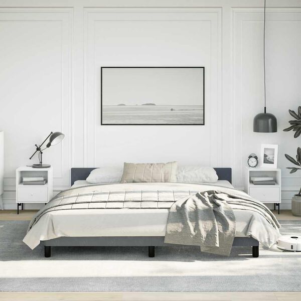 vidaXL Bed Frame without Mattress Dark Grey 183x213 cm Velvet