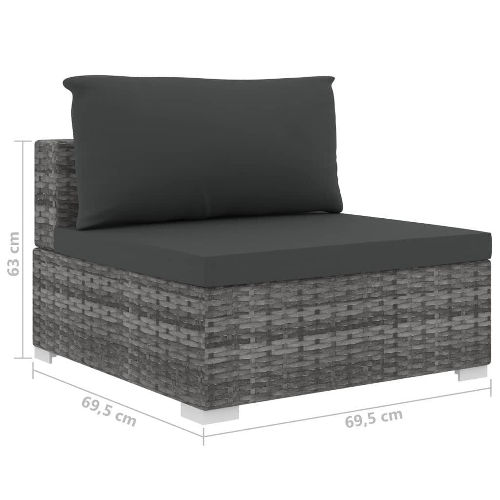 vidaXL 8 Piece Garden Lounge Set with Cushions Poly Rattan Grey
