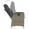 vidaXL Reclining Garden Chair with Cushions Grey Poly Rattan