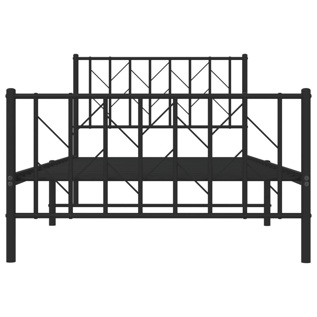 vidaXL Metal Bed Frame without Mattress with Footboard Black 100x200cm