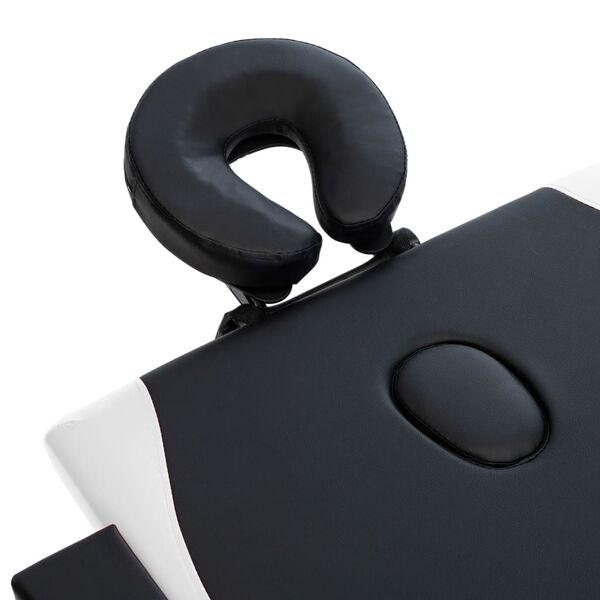 vidaXL Foldable Massage Table 2 Zones Wood Black and White
