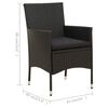 vidaXL 7 Piece Outdoor Dining Set with Cushions Poly Rattan Black