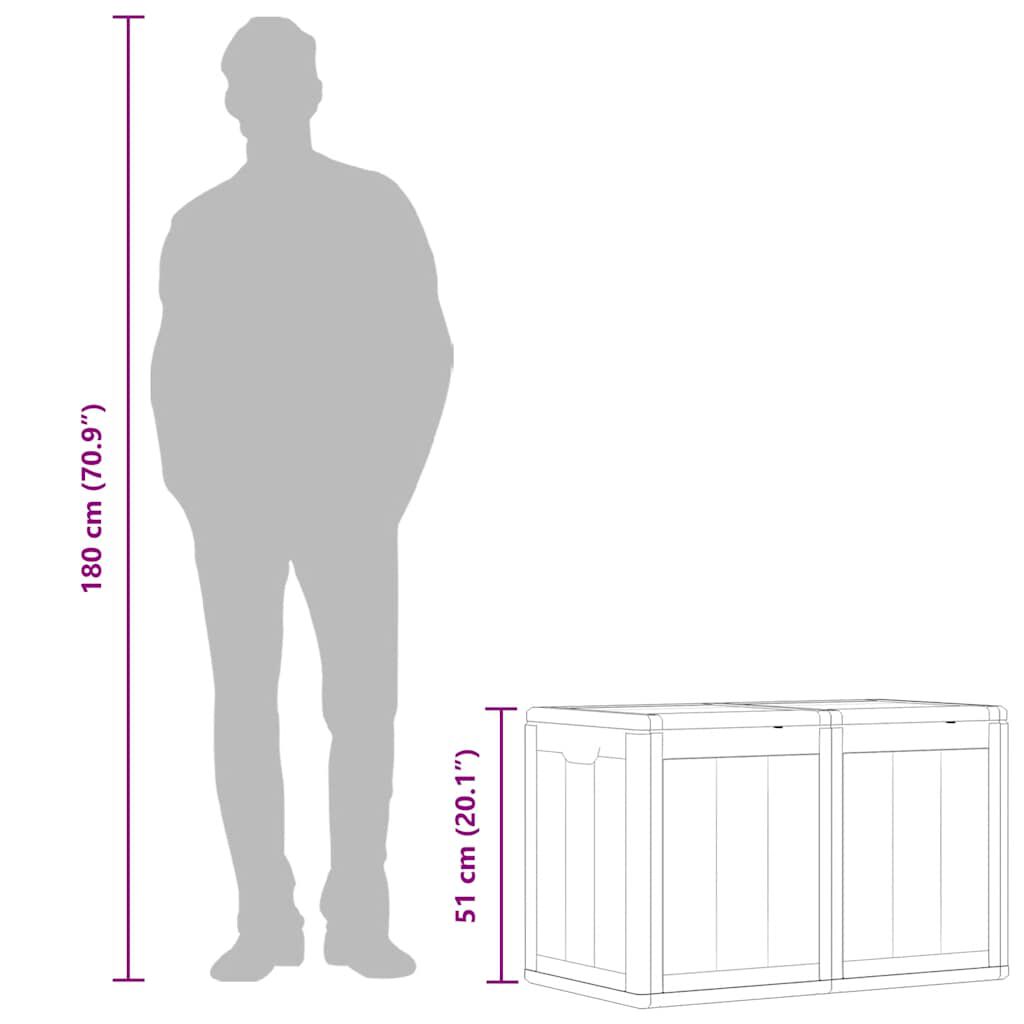 vidaXL Garden Storage Box 180L Grey PP Wood Look
