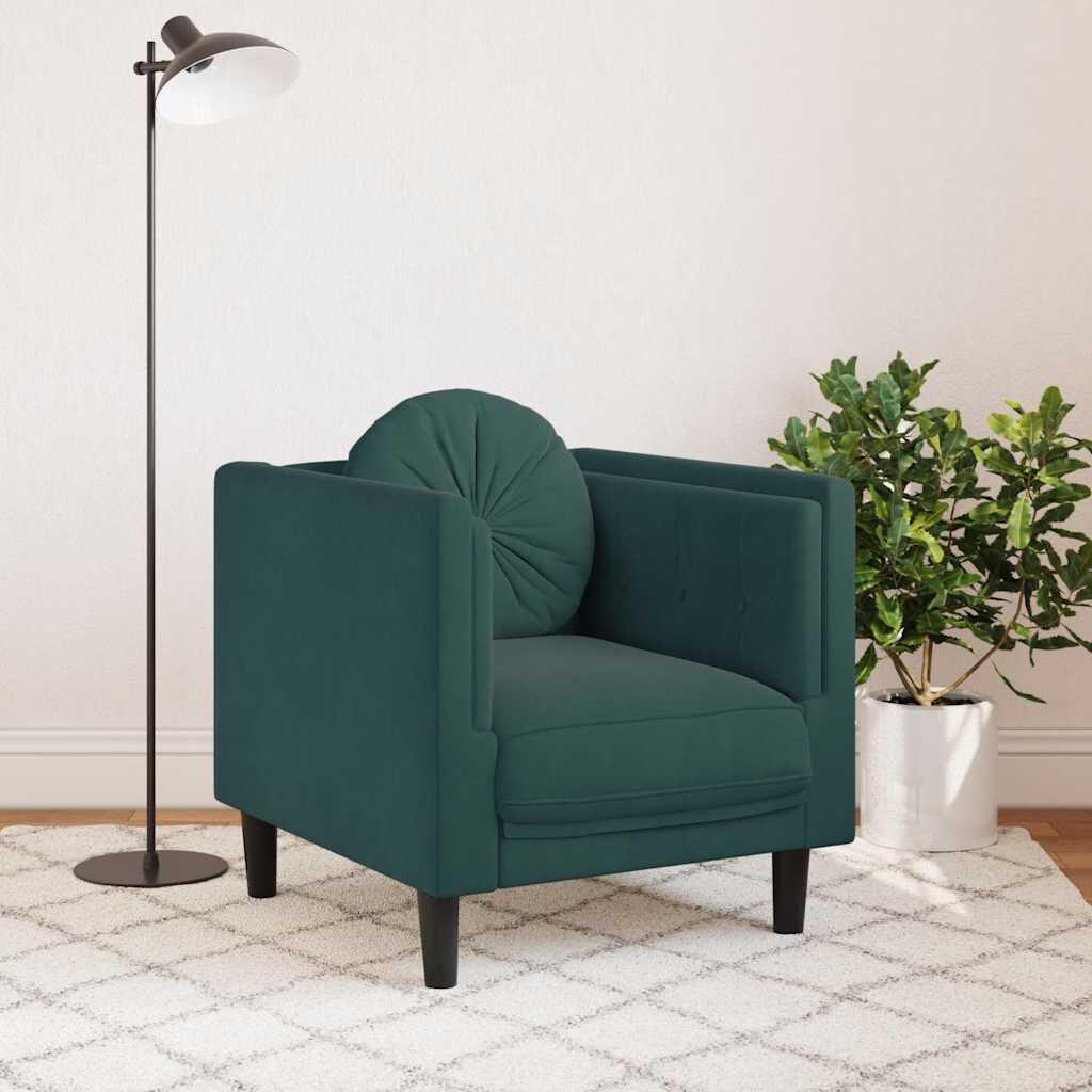 vidaXL Sofa Chair with Cushion Dark Green Velvet