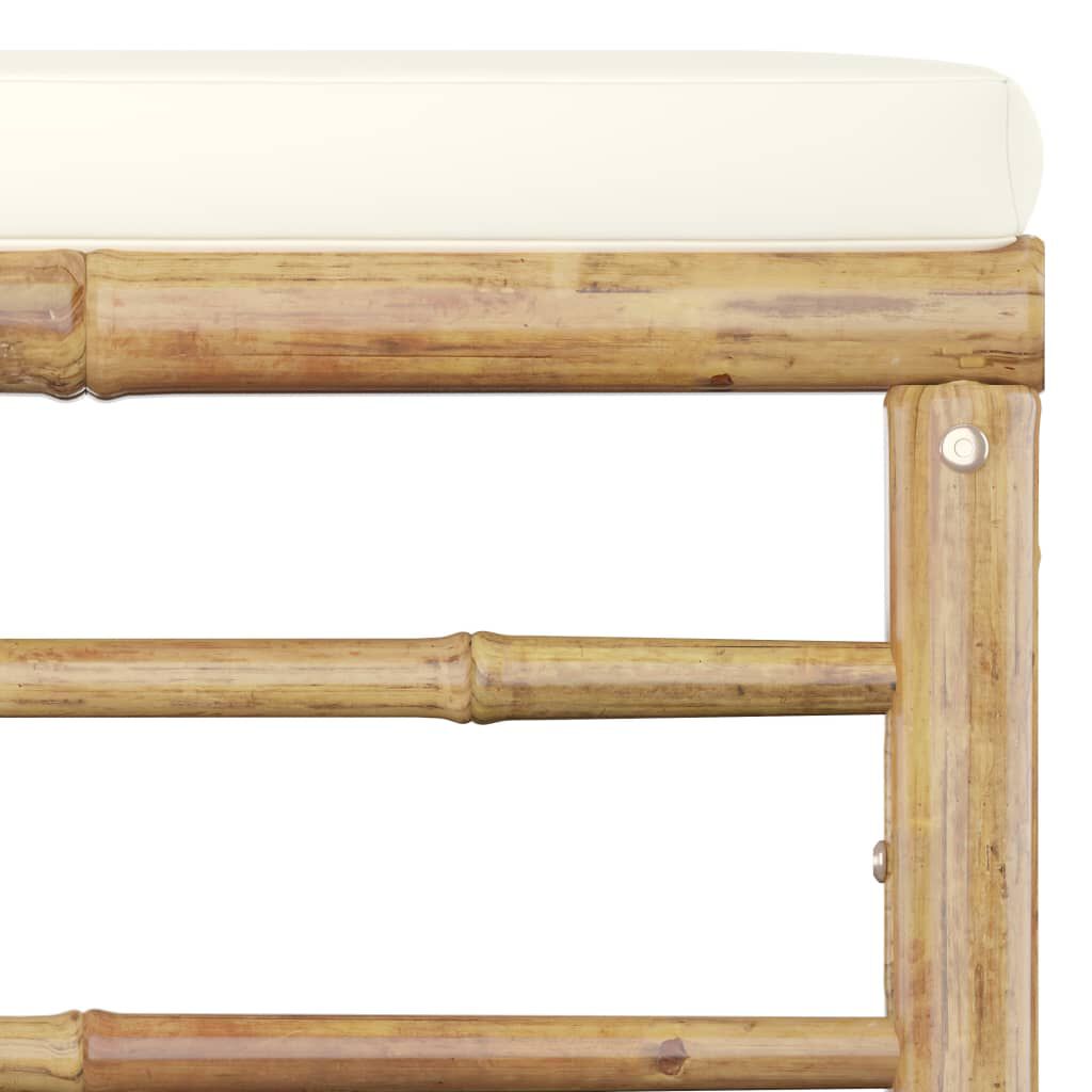 vidaXL Garden Footrest with Cream White Cushion Bamboo