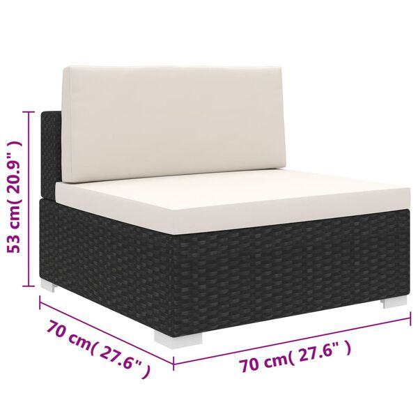 vidaXL Sectional Middle Seat with Cushions Poly Rattan Black
