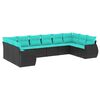 vidaXL 10 Piece Garden Sofa Set with Cushions Black Poly Rattan
