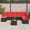 vidaXL Sofa Set with Cushion 9 pcs Brown Poly Rattan
