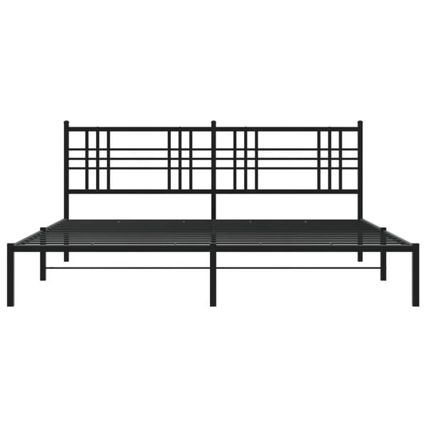 vidaXL Metal Bed Frame without Mattress with Headboard Black 193x203cm