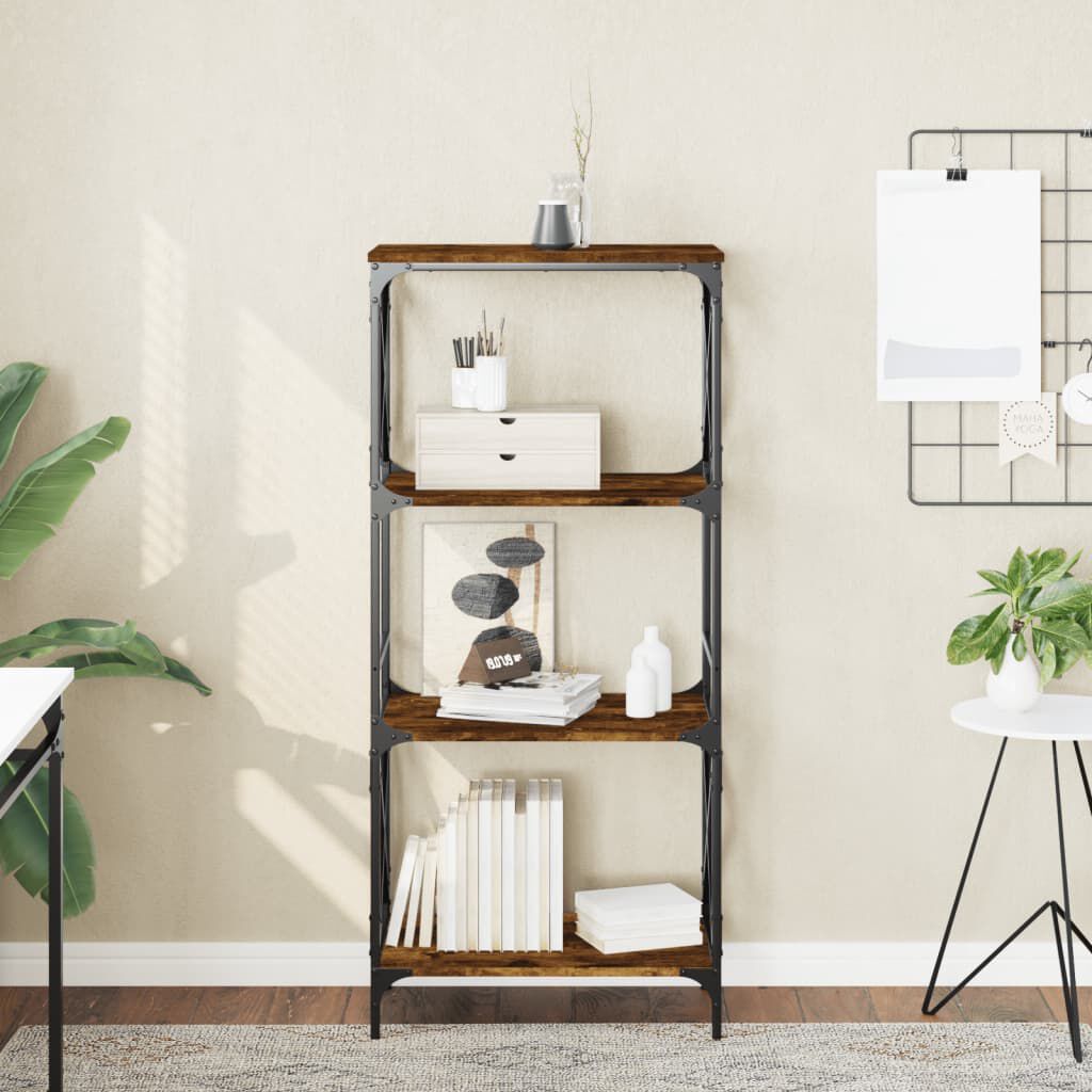 vidaXL Bookcase 4-Tier Smoked Oak 59x35x132 cm Engineered Wood