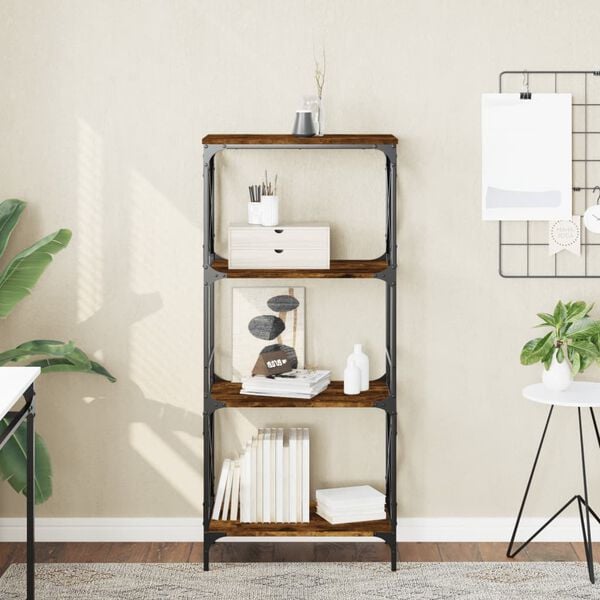 vidaXL Bookcase 4-Tier Smoked Oak 59x35x132 cm Engineered Wood