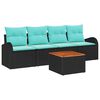 vidaXL Garden Sofa Set 5 pcs Black and turquoise