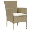 vidaXL 7 Piece Garden Dining Set with Cushions Poly Rattan Beige