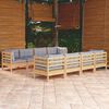 vidaXL 9 Piece Garden Lounge Set with Grey Cushions Solid Pinewood