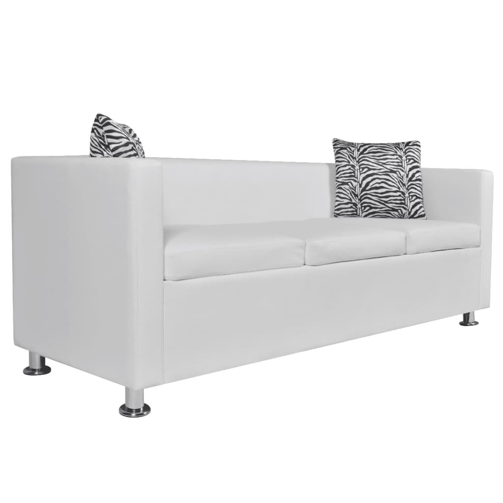 vidaXL Sofa 3-Seater Artificial Leather White