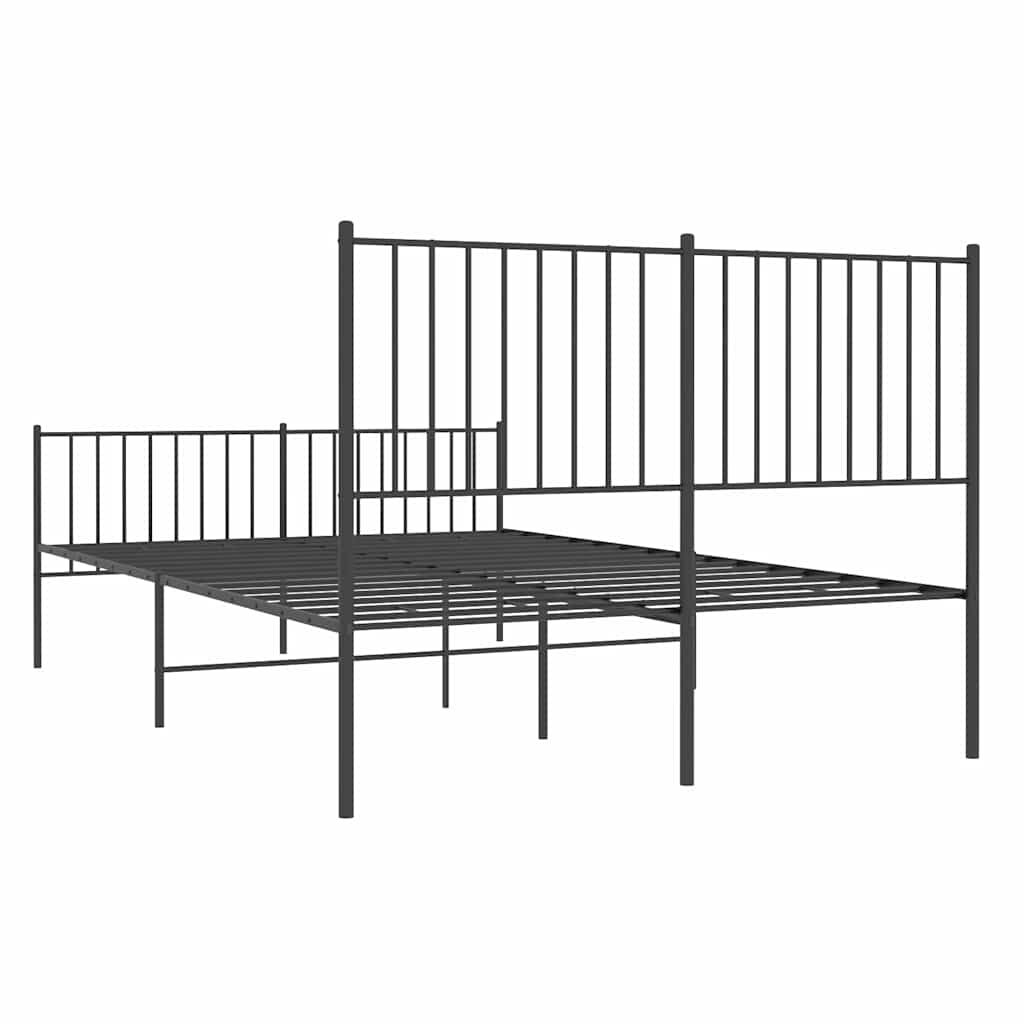 vidaXL Metal Bed Frame without Mattress with Footboard Black 135x190cm