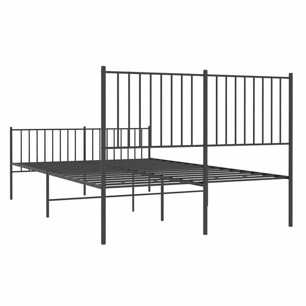 vidaXL Metal Bed Frame without Mattress with Footboard Black 135x190cm