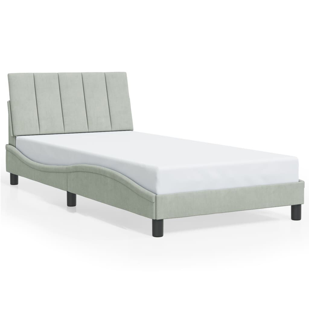 vidaXL Bed Frame with LED without Mattress Light Grey 100x203 cm Velvet