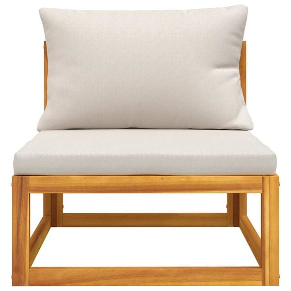 vidaXL Garden Middle Sofa with Light Grey Cushions Solid Wood Acacia