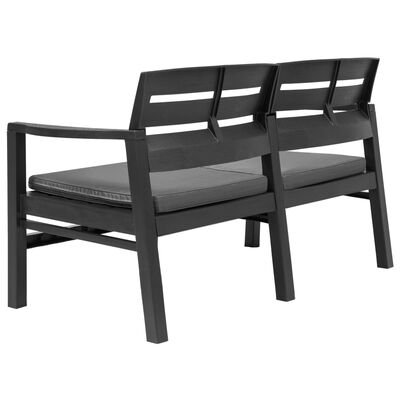 vidaXL 2-Seater Garden Bench with Cushions 133 cm Plastic Anthracite