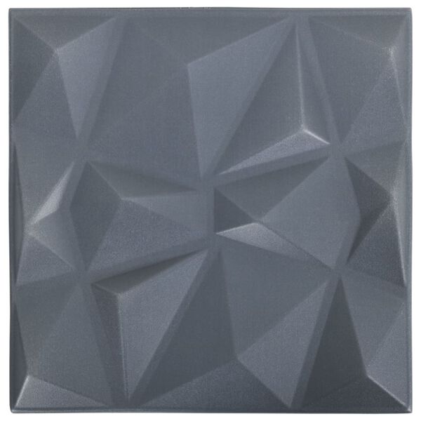 vidaXL 3D Wall Panels 48 pcs 50x50 cm Diamond Grey 12 m²