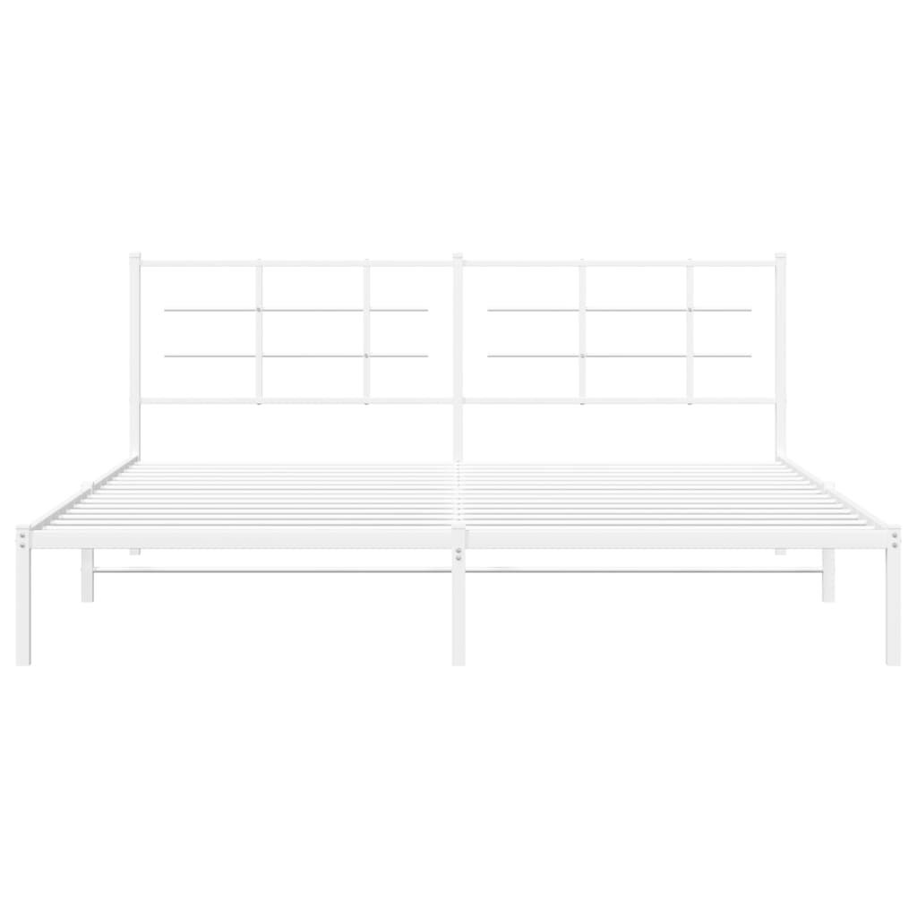 vidaXL Metal Bed Frame without Mattress with Headboard White 193x203cm