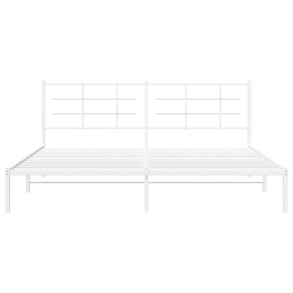 vidaXL Metal Bed Frame without Mattress with Headboard White 193x203cm