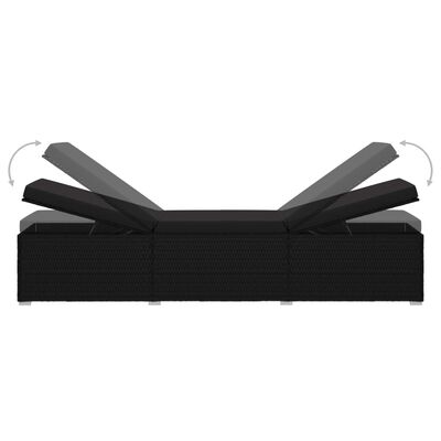 vidaXL Sun Lounger with Cushion Poly Rattan Black