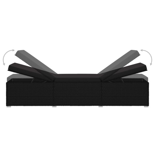 vidaXL Sun Lounger with Cushion Poly Rattan Black