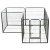 vidaXL Dog Playpen 8 Panels Steel 80x80 cm Black