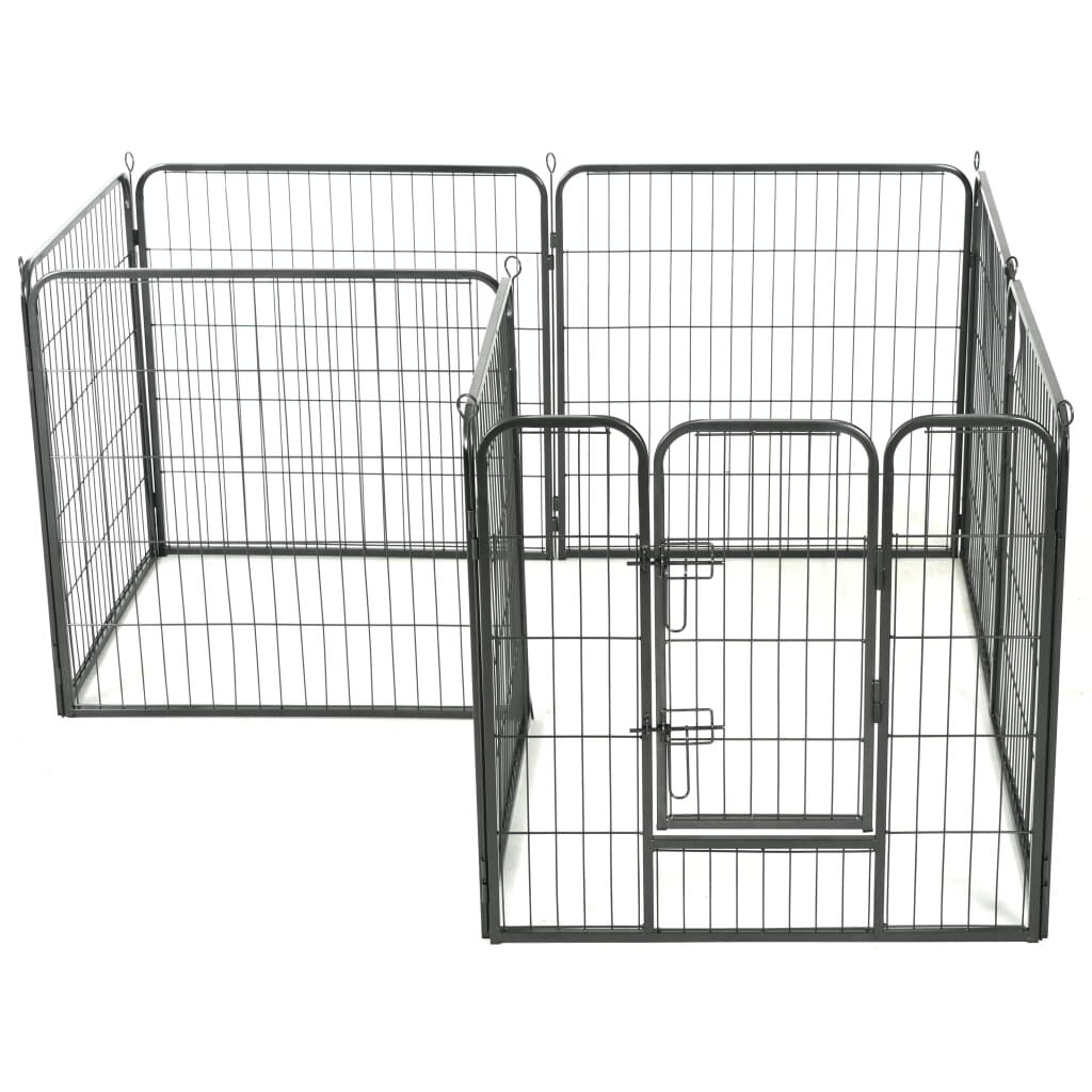 vidaXL Dog Playpen 8 Panels Steel 80x80 cm Black