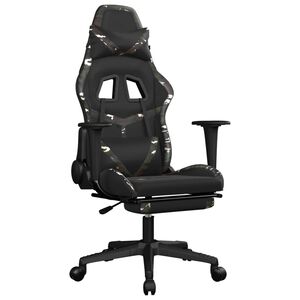 vidaXL Gaming Chair with Footrest Black and Camouflage Faux Leather
