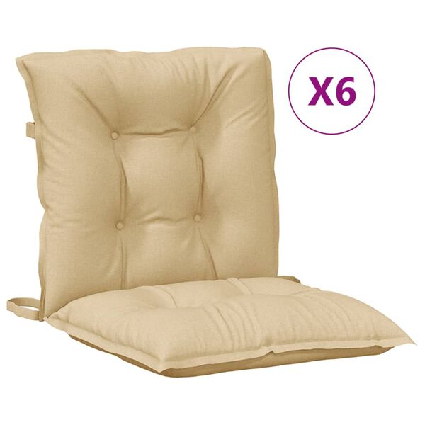 vidaXL Lowback Chair Cushions 6 pcs Melange Beige 100x50x7 cm Fabric