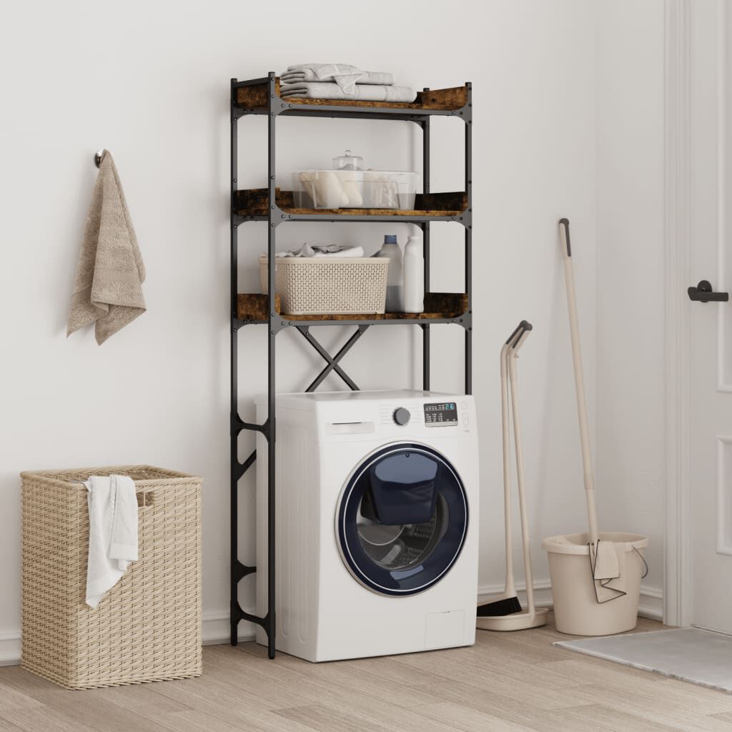 vidaXL Washing Machine Shelf Smoked Oak 67x25x163 cm Engineered Wood