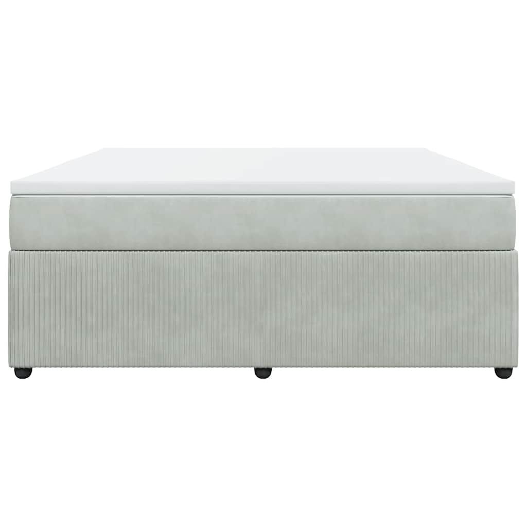 vidaXL Box Spring Bed with Mattress Light Grey King Velvet