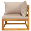 vidaXL Sectional Corner Sofa with Taupe Cushions Solid Wood Acacia