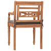 vidaXL Batavia Chairs 2 pcs with Dark Grey Cushions Solid Teak Wood