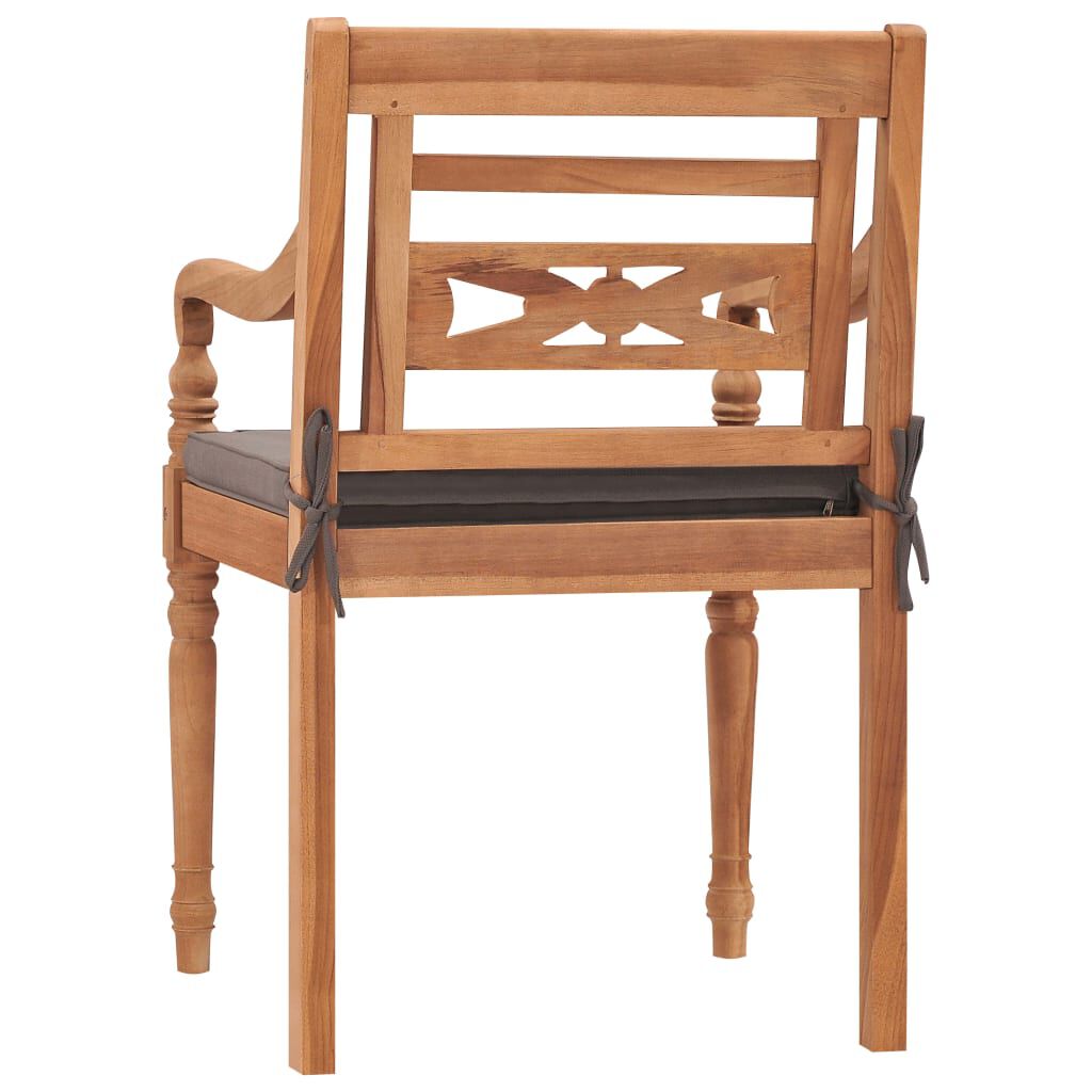 vidaXL Batavia Chairs 2 pcs with Dark Grey Cushions Solid Teak Wood