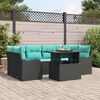 vidaXL Garden Sofa Set with Cushion 7 pcs Black Poly rattan