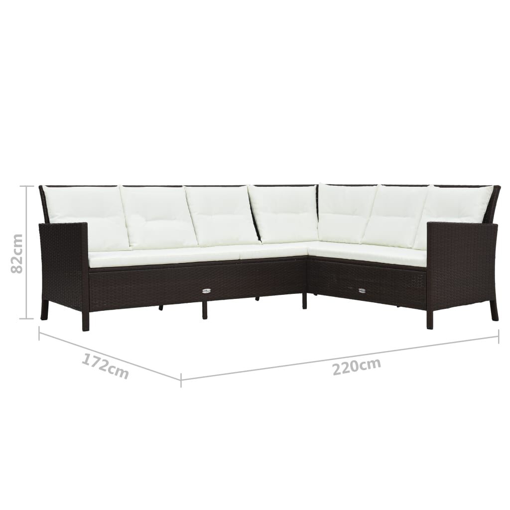 vidaXL 3 Piece Garden Lounge Set with Cushions Poly Rattan Brown