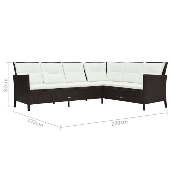 vidaXL 3 Piece Garden Lounge Set with Cushions Poly Rattan Brown