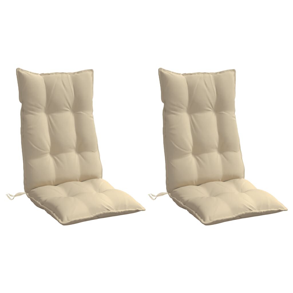 vidaXL Highback Chair Cushions 2 pcs Beige Oxford Fabric